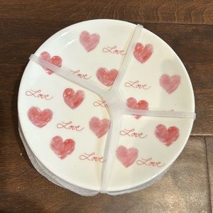 Set of 4 Maxcera 6" Appetizer Dessert Plates Pink Hearts Love Design